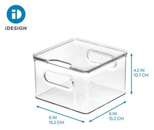 Transparentný úložný box s vekom iDesign The Home Edit, 15,2 x 15,2 cm
