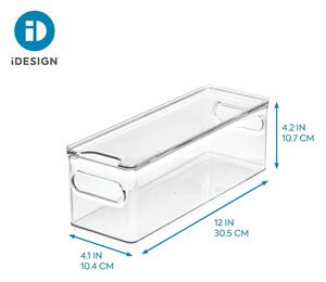 Transparentný úložný box s vekom iDesign The Home Edit, 31,1 x 10,8 cm