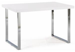 Jedálenský stôl Talos - biela vysoký lesk / chróm