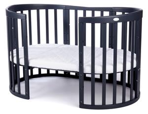 Rastúca oválna detská posteľ 7 v 1 JUDYS, 77x75-81x77-127, sivá