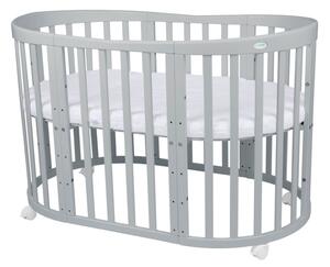 Rastúca oválna detská posteľ 7 v 1 JUDY, 77x75-81x77-127, sivá