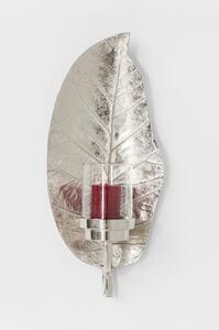 Nástenný kovový svietnik v striebornej farbe Kare Design Leaf