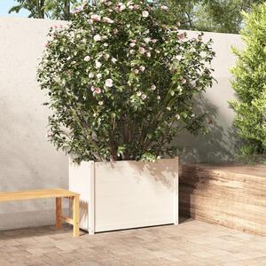 Záhradný kvetináč biely 100x50x70 cm masívne borovicové drevo
