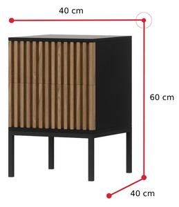 Nočný stolík RATINA, 40x60x40, dub artisan/čierna mat