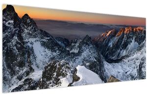 Obraz - Východ slnka v horách (120x50 cm)