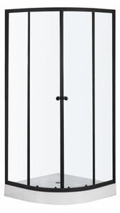 Novoterm Štvrťkruhový sprchový kút NV-Leo 90x90 čierna/transparent + vanička