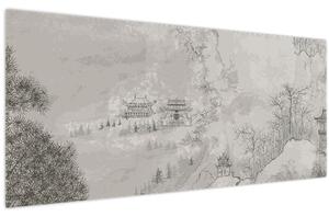 Obraz - Čínska krajina (120x50 cm)