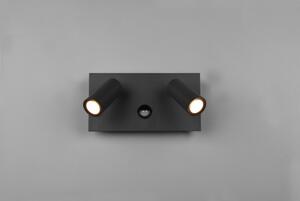 Trio 222960242 LED vonkajšie nástenné svietidlo s pohybovým čidlom Tunga 2x3,5W | 840lm | 3000K | IP54 - čierna