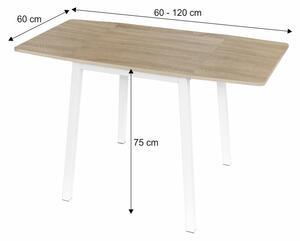 Rozkladací jedálenský stôl Mauro - dub sonoma / biela