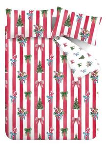 Červené/biele obliečky na jednolôžko 135x200 cm Christmas Stripe – Catherine Lansfield