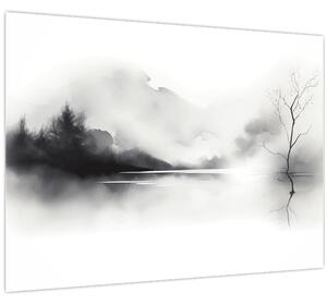 Obraz - Atramentová maľba krajiny (70x50 cm)