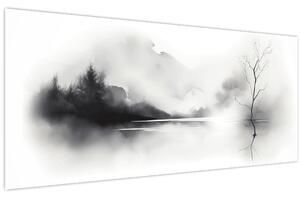 Obraz - Atramentová maľba krajiny (120x50 cm)