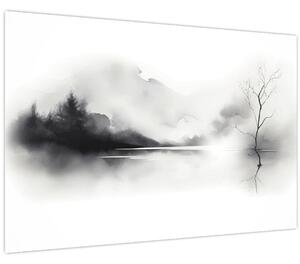 Obraz - Atramentová maľba krajiny (90x60 cm)