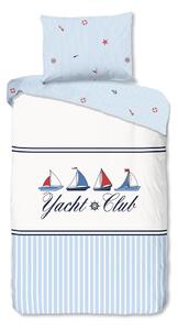 Biele/modré bavlnené obliečky na jednolôžko 140x200 cm Yachtclub – Good Morning