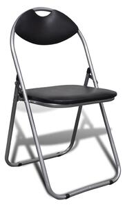 Skladacie jedálenské stoličky 6 ks, čierne, umelá koža a oceľ