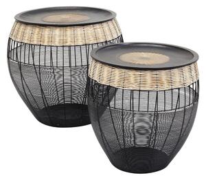Súprava 2 čiernych odkladacích stolíkov Kare Design African Drums
