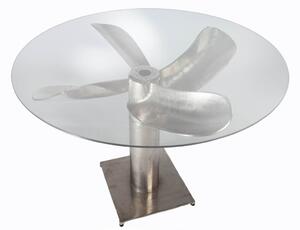 Dizajnový jedálenský stôl Propeller 94 cm strieborný