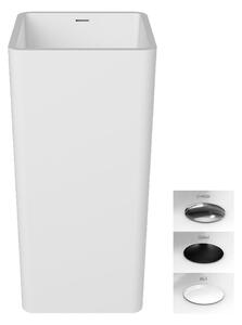 Besco Voľne stojace umývadlo z liateho mramoru Aygo Matt UM VS 40x40 cm BESCO-Typ výpuste: Click-Clack so štrbinovým prepadom, chróm