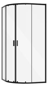 Besco Štvrťkruhový sprchový kút ZARYA BLACK HR 80x80 (90x90), výška 190 cm - bez vaničky BESCO-Rozmery: 90x90