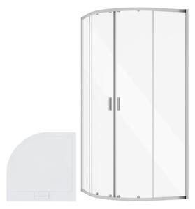 Besco Štvrťkruhový sprchovací kút ZARYA CHROM HR 80x80 (90x90) + vanička AXIM biela BESCO-Rozmery: 80x80