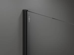 Mexen Kioto sprchová zástena 100x200 cm 8 mm, čierny profil, sklo číre-námraza, 800-100-101-70-35