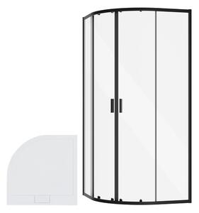 Besco Štvrťkruhový sprchový kút ZARYA BLACK HR 80x80 (90x90) + vanička AXIM biela BESCO-Rozmery: 80x80