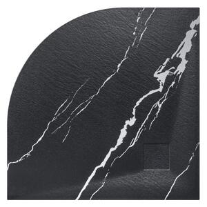 Besco Štvrťkruhová sprchová vanička z SMC kompozitu VEXO MARBLE BLACK HR 90x90 BESCO-Rozmery: 90x90
