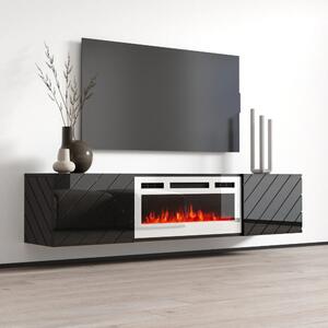 MEBLINE TV stolík LUXE EF čierny / krb biely