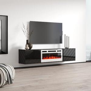 MEBLINE TV stolík LUXE EF čierny / krb biely