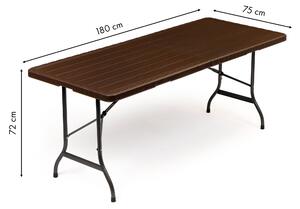 ModernHome Záhradný banketový cateringový stôl, skladací, 180 cm, hnedý