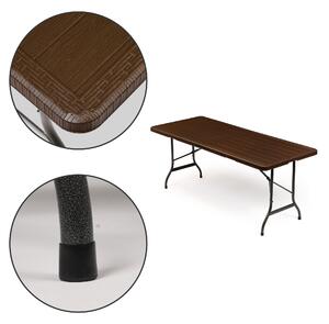 ModernHome Záhradný banketový cateringový stôl, skladací, 180 cm, hnedý