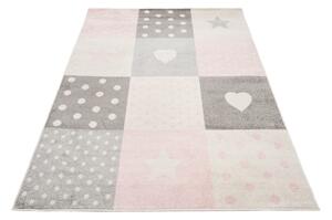 Bielo-ružový vzorovaný detský koberec Ruth Rozmer: 120x170 cm