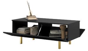 Konferenčný stolík Scalia II 120 2K s úložným priestorom - čierny mat / zlaté nožičky