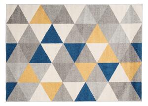 Kusový koberec AZUR trojuholníky typ A - šedý/žltý/modrý