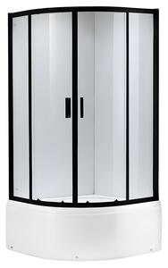 BPS-koupelny Štvrťkruhový sprchový kút MAJA BL 90x90 cm, čierna/transparent v sete s hlbokou sprchovou vaničkou
