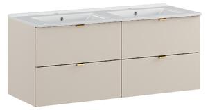 Comad Kúpeľňová skrinka s keramickým dvojumývadlom Dalia Cashmere 120 cm - kašmír
