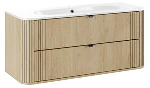 Comad Kúpeľňová skrinka s keramickým umývadlom Ovalia Cremona 120 cm - dub cremona