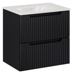 Comad Kúpeľňová skrinka s keramickým umývadlom Nova Black 60 cm - čierna matná