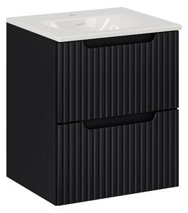 Comad Kúpeľňová skrinka s keramickým umývadlom Nova Black 50 cm - čierna mat