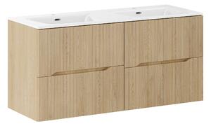 Comad Kúpeľňová skrinka s keramickým dvojumývadlom Nordic Cremona 120 cm - dub cremona