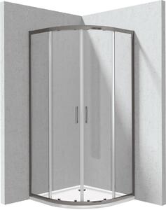 Deante Štvrťkruhový sprchovací kút Funkia Evo 90x90 cm - KYPPD099P, titán mat + sprchová vanička biela
