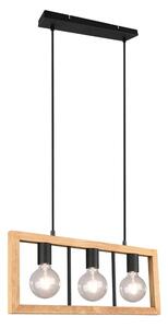 Trio 313800332 závesné stropné svietidlo Agra 3x10W | E27 - nastaviteľná výška, drevo, čierna