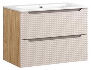 Comad Kúpeľňová skrinka s keramickým umývadlom Luxor Beige 80 cm - béžová