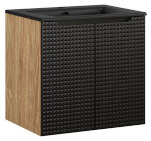 Comad Kúpeľňová skrinka s keramickým umývadlom Luxor Black 60 cm - čierna matná