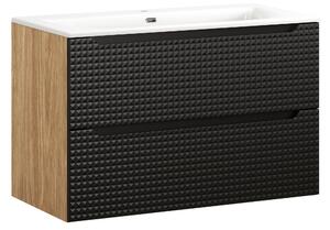 Comad Kúpeľňová skrinka s keramickým umývadlom Luxor Black 90 cm - čierna matná
