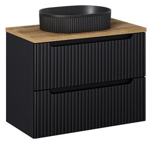 Comad Kúpeľňová skrinka s doskovým umývadlom SET-NOB B OAK 80 čierna mat/dub coast evoke