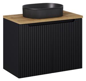Comad Kúpeľňová skrinka s doskovým umývadlom SET-NOB B OAK 80 čierna mat/dub coast evoke