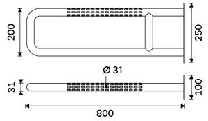 Nimco Pevné podperné madlo 800 mm - BMUC 9080-90, čierne