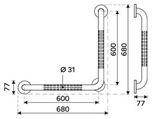Nimco Nerezové madlo lomené 600 mm - BMLC 906060-90, čierne