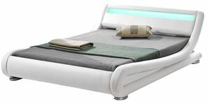 Čalúnená manželská posteľ s roštom a osvetlením Filida 180 - biela